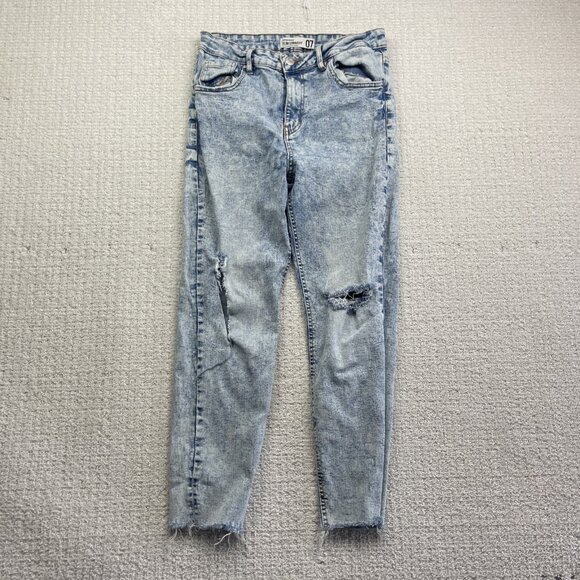 Y2K Refuge Jeans Womens Size 7 Blue Denim Slim Straight Washed Distressed Punk - Picture 1 of 10